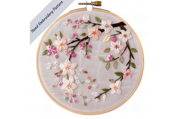 Cherry Blossom Branch Embroidery Patt 02