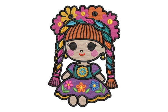 Colorful Mexican Doll Embroidery for Seasonal Sales