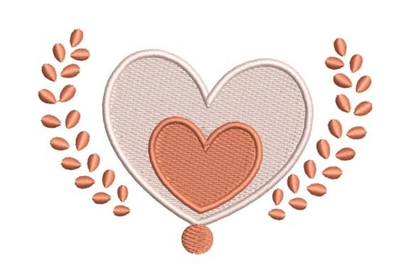 Heart with Laurel Wreath and Inner Heart Embroidery Design