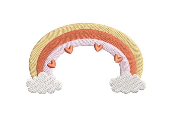 Pastel Rainbow with Hearts and Clouds Embroidery Design Review