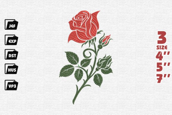 Red Rose with Buds Embroidery Design Review