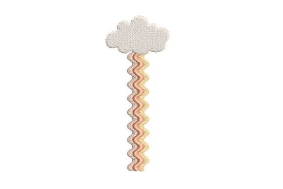 Wavy Pastel Cloud with Raindrop Trail Embroidery Design