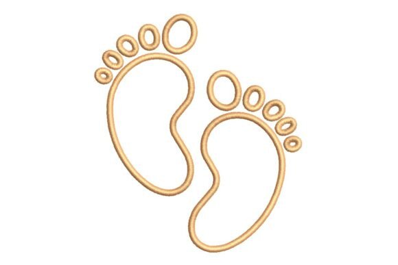 Whimsical Orange Baby Footprints Outline Embroidery Design Review